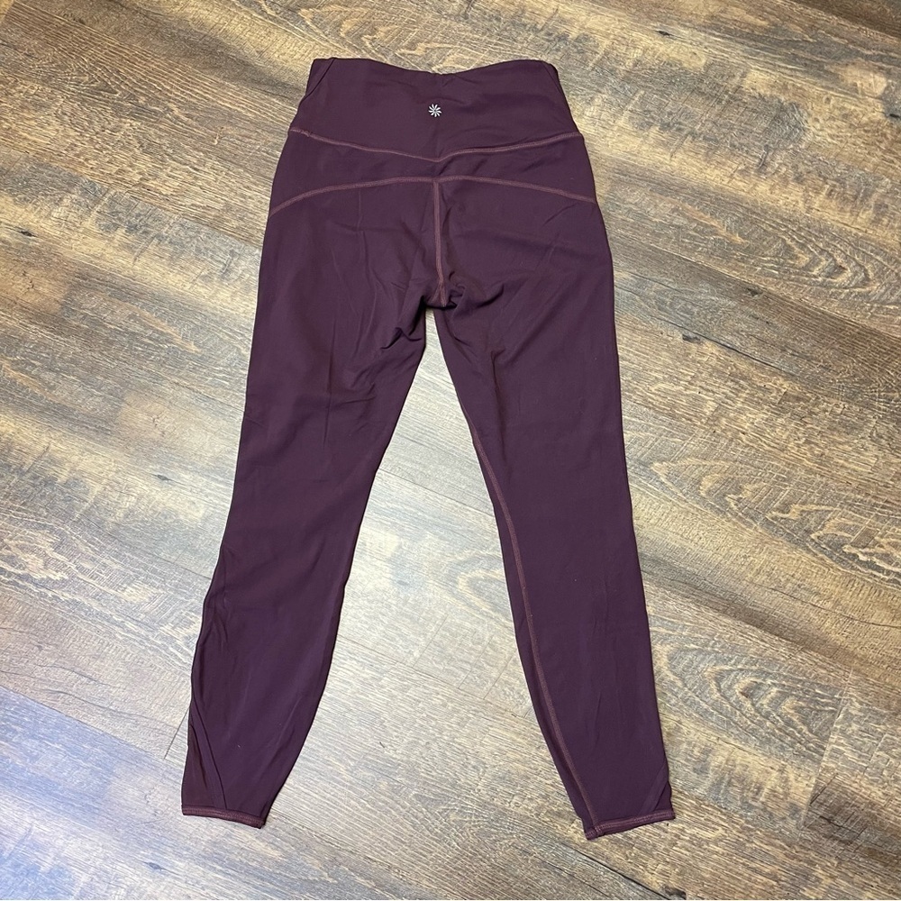 Athleta Peekaboo 7/8 Tight Leggings Womens Small Wine High Rise Mesh Yoga - Picture 9 of 12